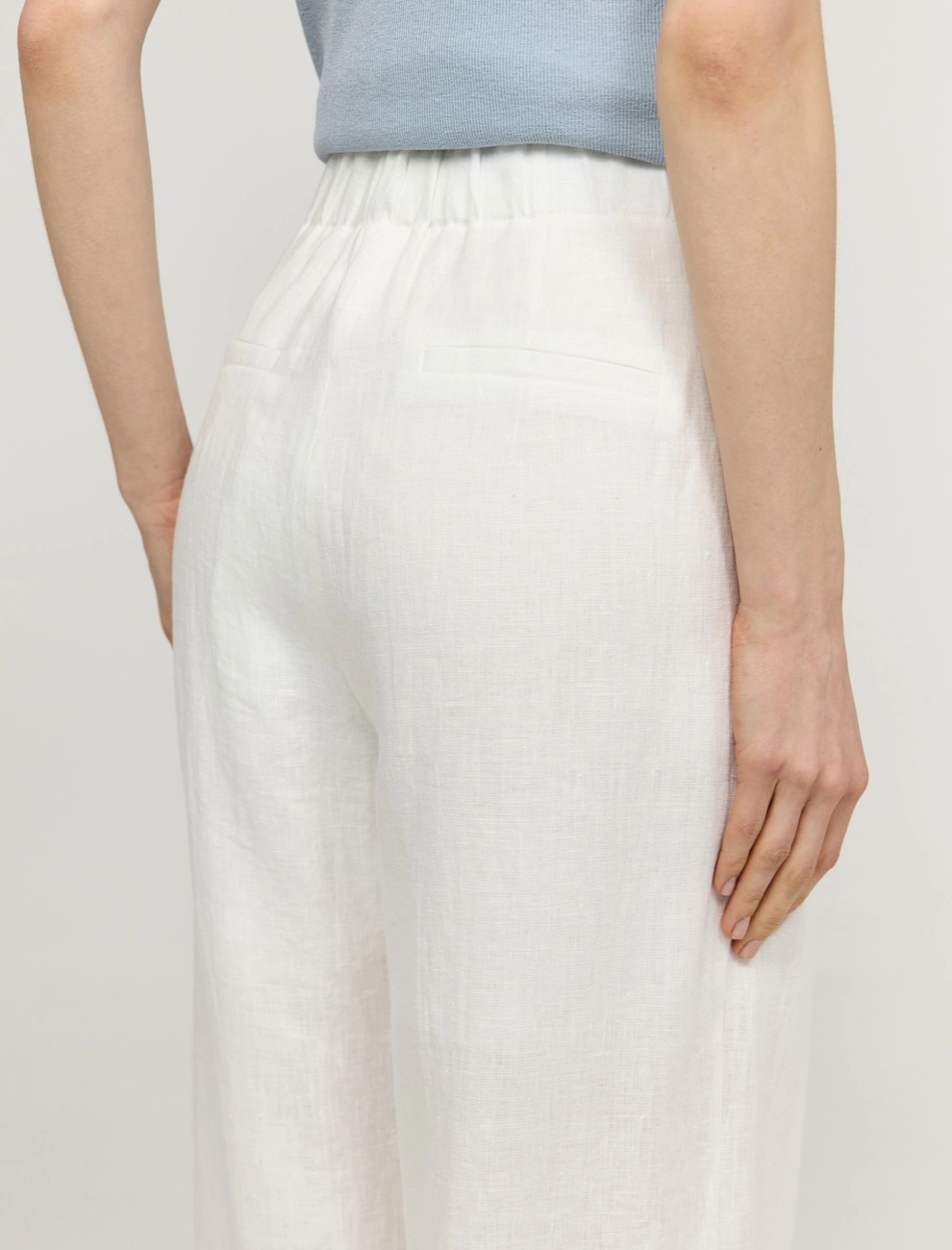 Белые широкие  брюки изо льна фото 4