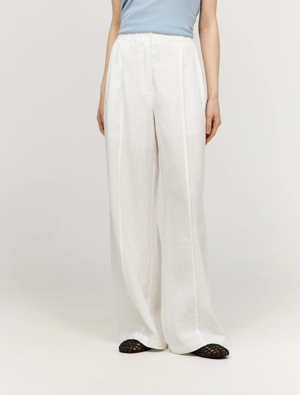 Белые широкие  брюки изо льна фото 2