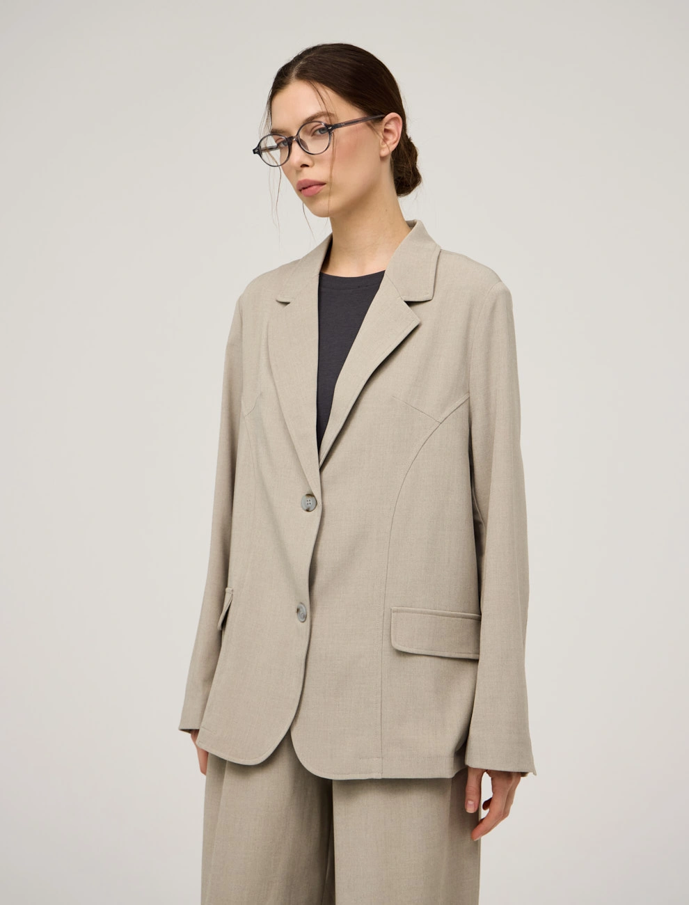 Бежевый жакет с содержанием льна фото 2