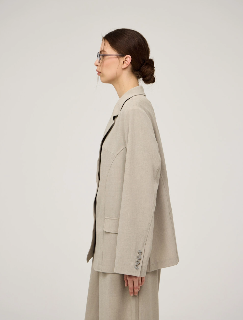 Бежевый жакет с содержанием льна фото 8