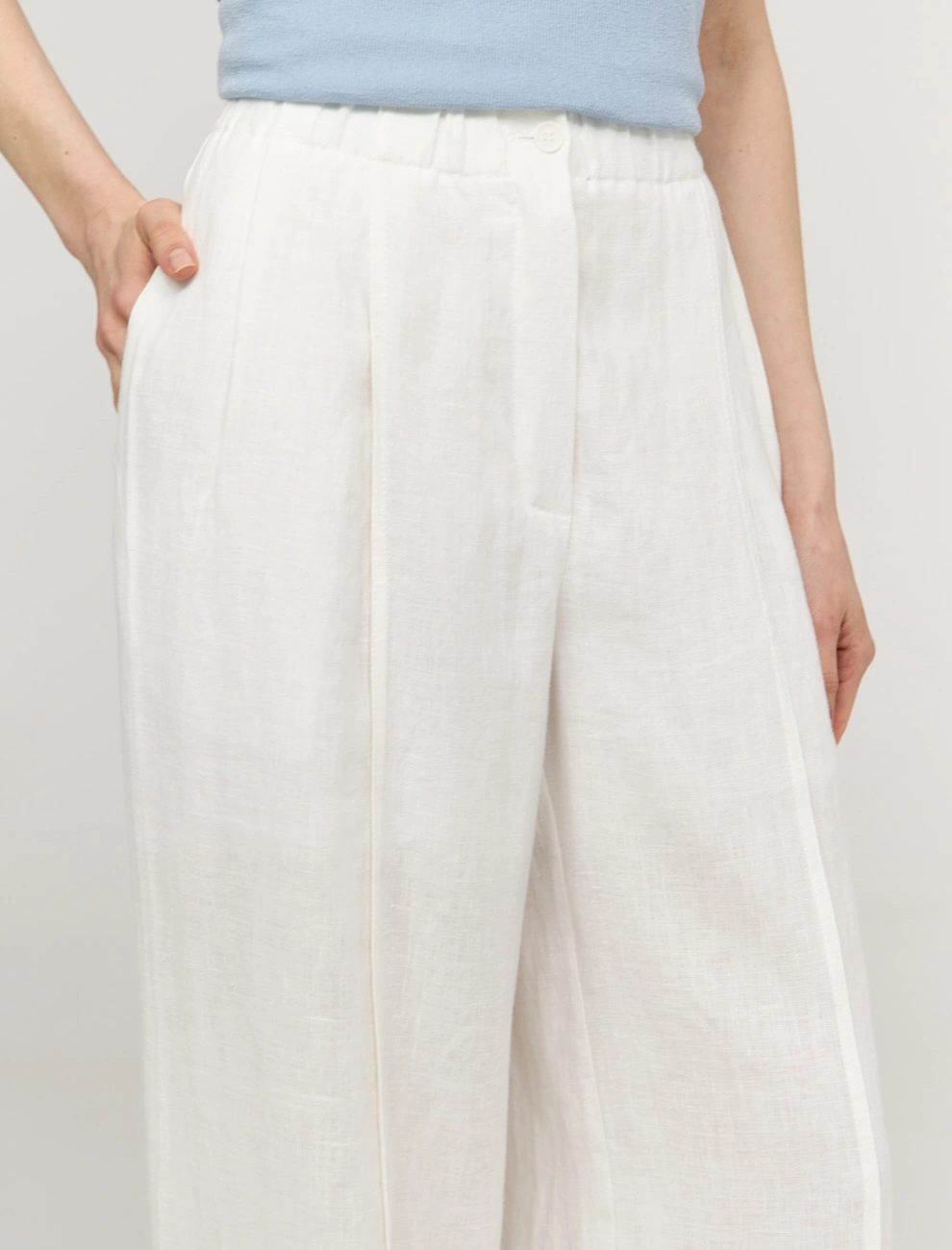 Белые широкие  брюки изо льна фото 3