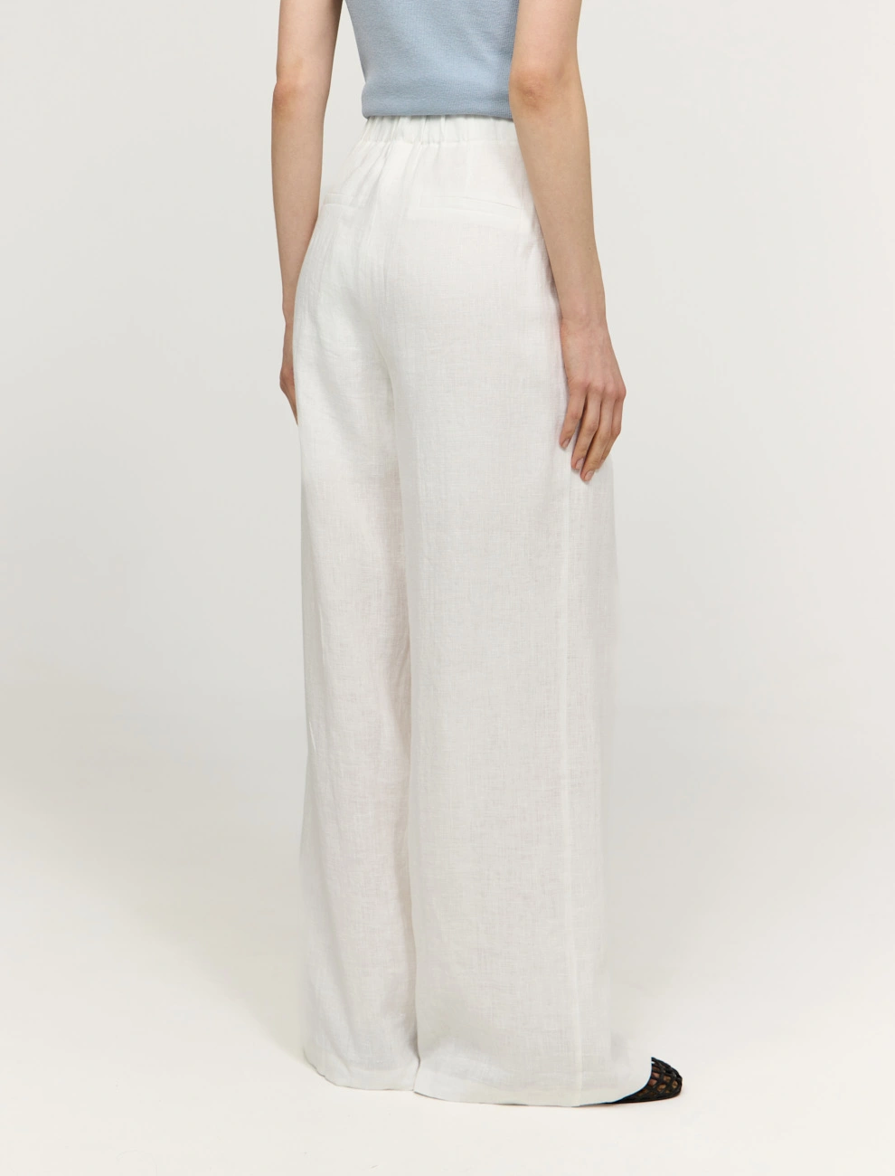 Белые широкие  брюки изо льна фото 1