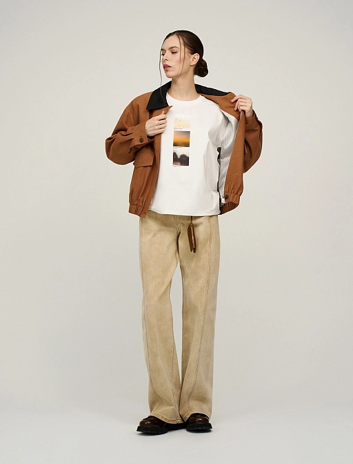 Терракотовый бомбер с воротником