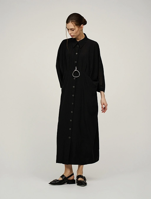 Черное Платье-рубашка